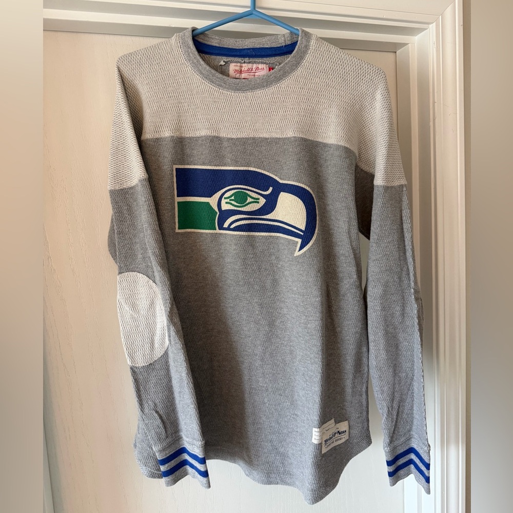 Seattle Seahawks Mitchell & Ness Gray Waffle Knit Shirt